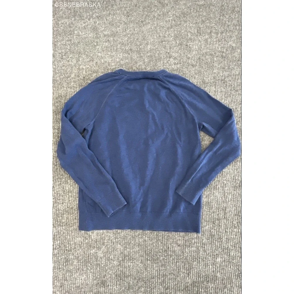 Banana Republic Men's Blue Cotton Slub Crewneck Raglan Sweater Size M Tall
